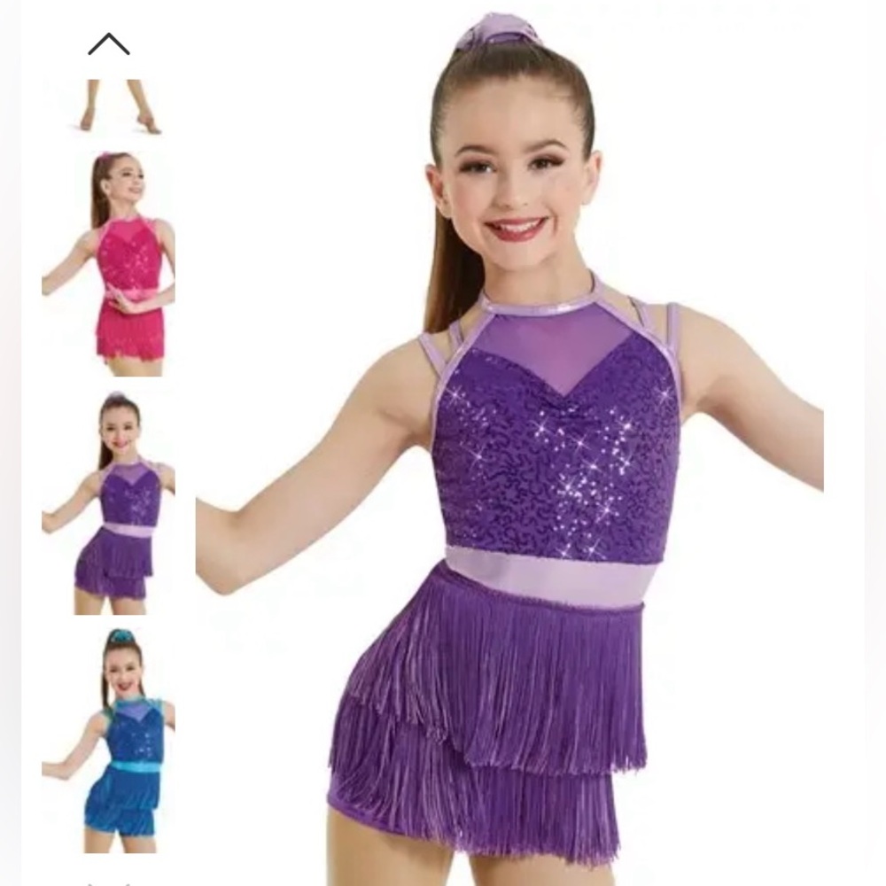 Weissman Word Up Purple Layered Fringe Skirt Dance Costume